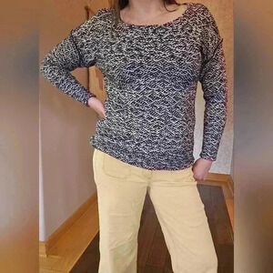 J. Crew Navy and White Nautical Style Boat Neck Sweater Size XS